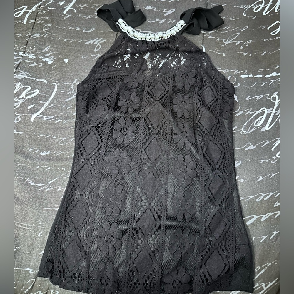 Never work black beaded halter top size small